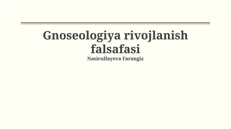 Gnoseologiya rivojlanish falsafasi 1
