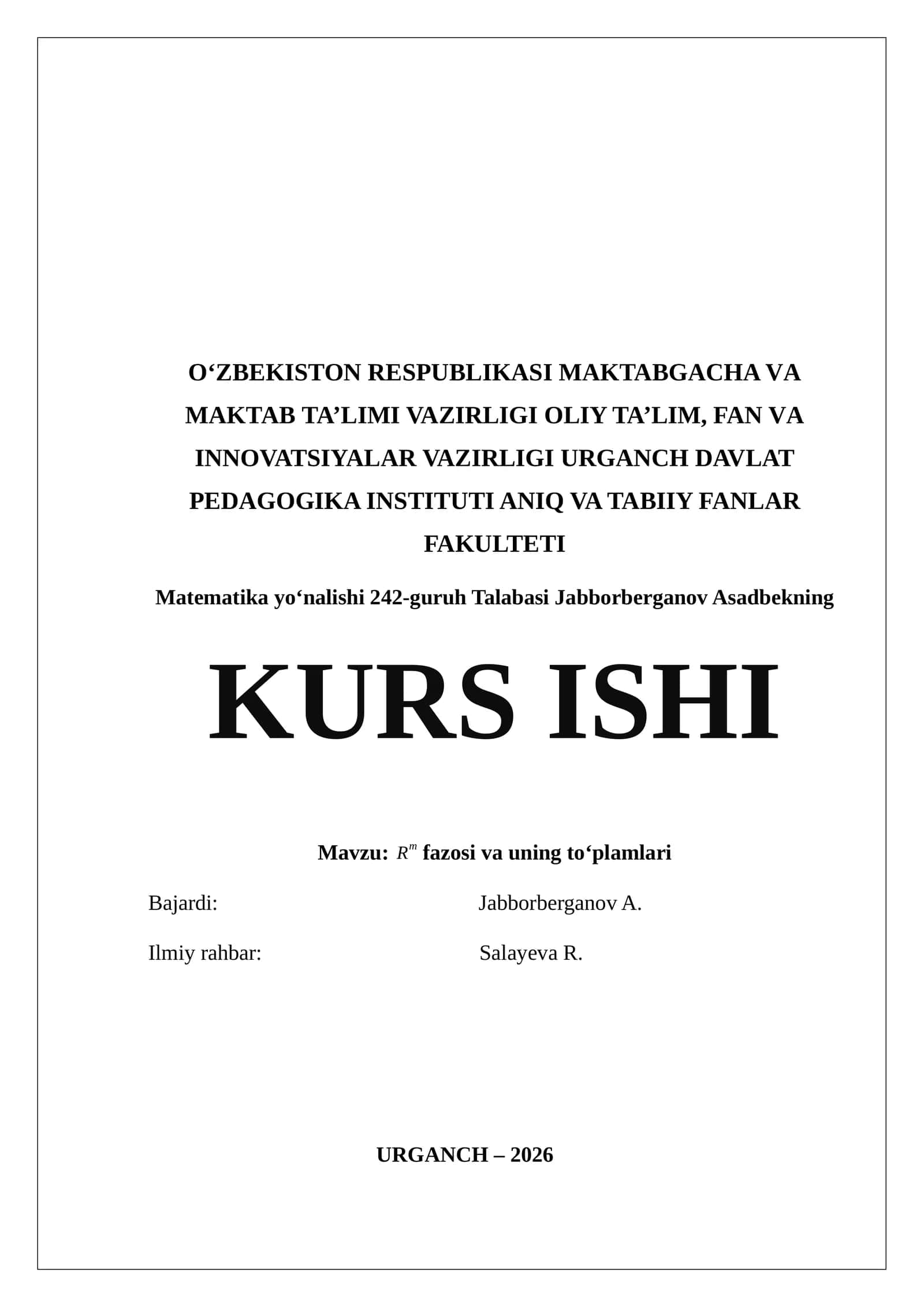 <latex>Rm</latex> fazosi va uning to‘plamlari 1