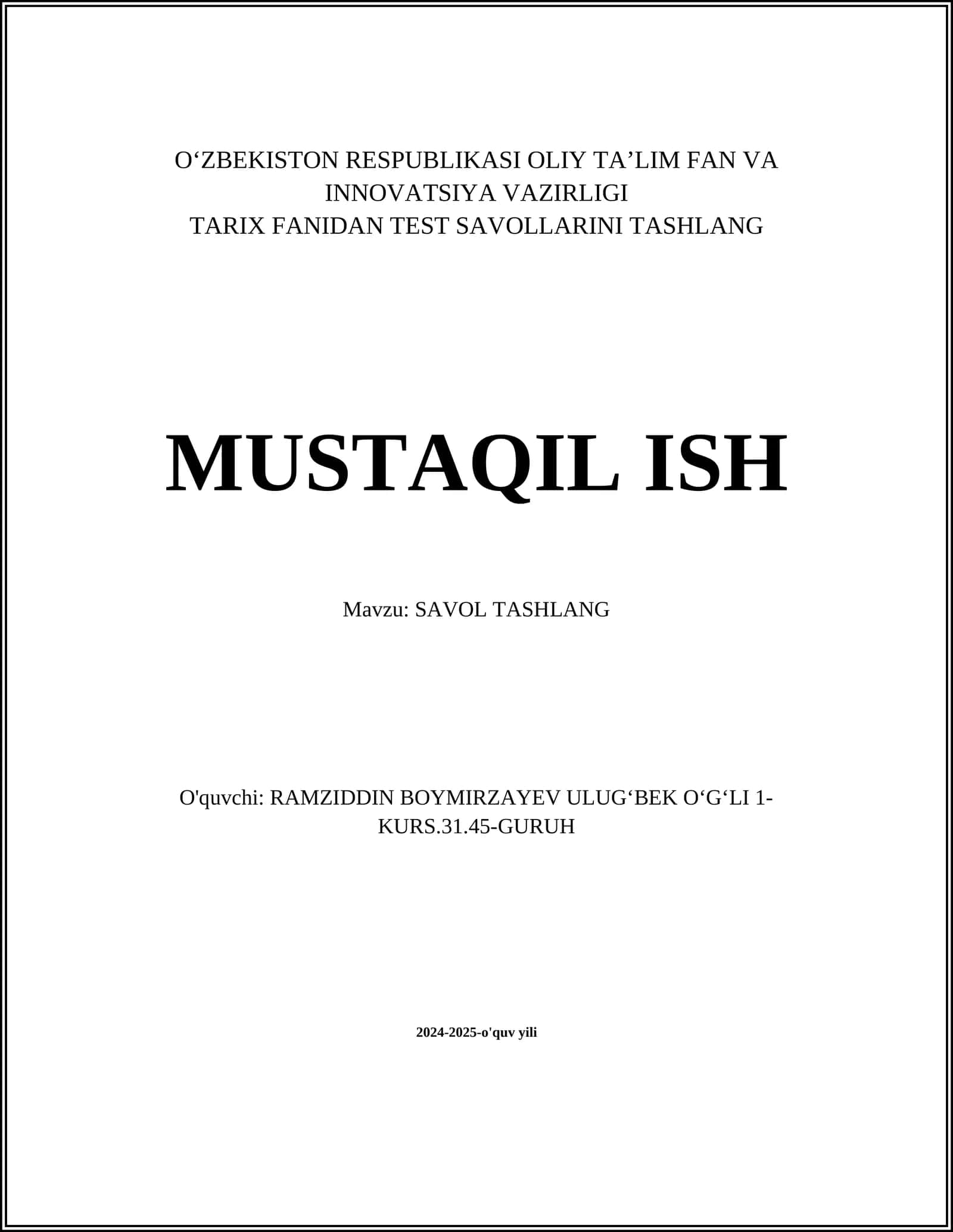 SAVOL TASHLANG 1