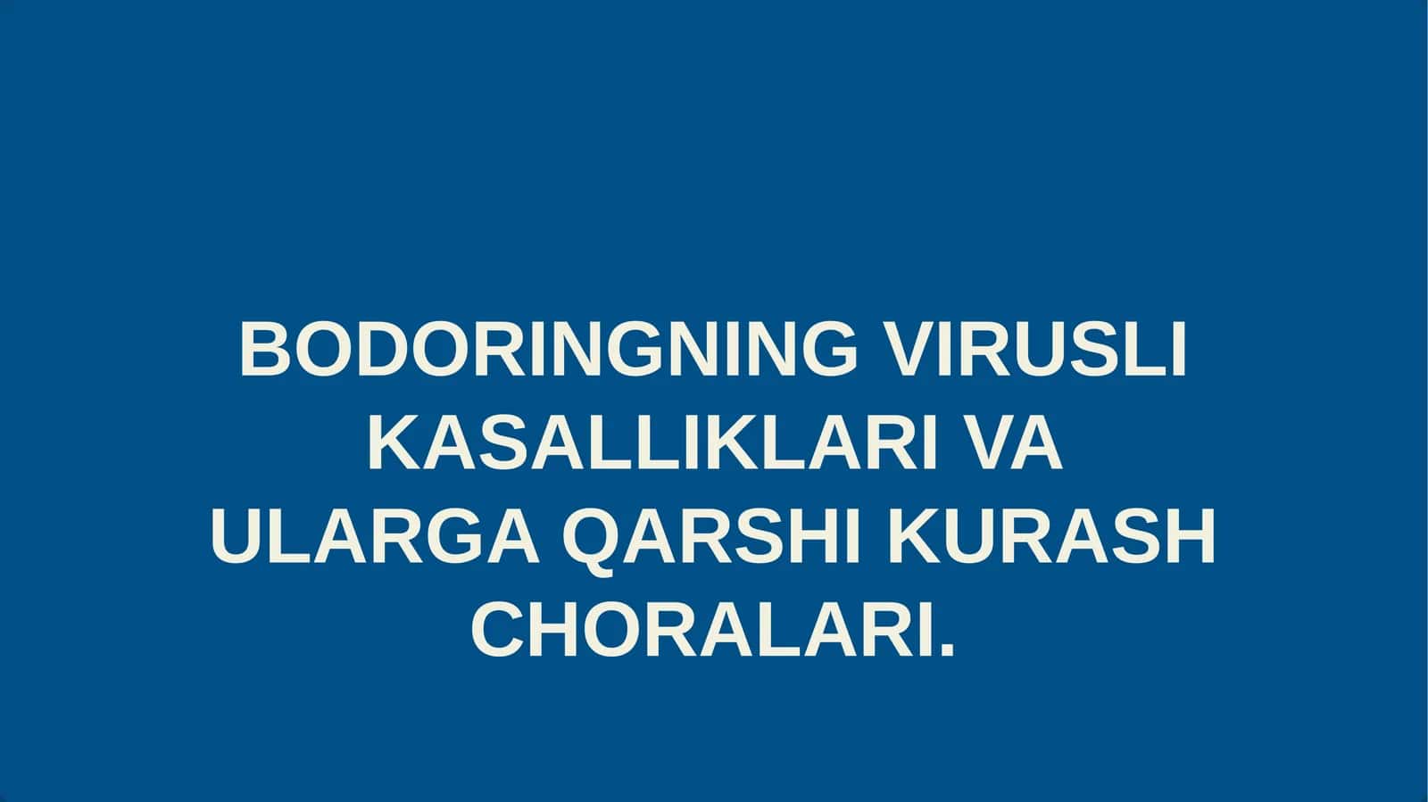 BODORINGNING VIRUSLI KASALLIKLARI VA ULARGA QARSHI KURASH CHORALARI 1
