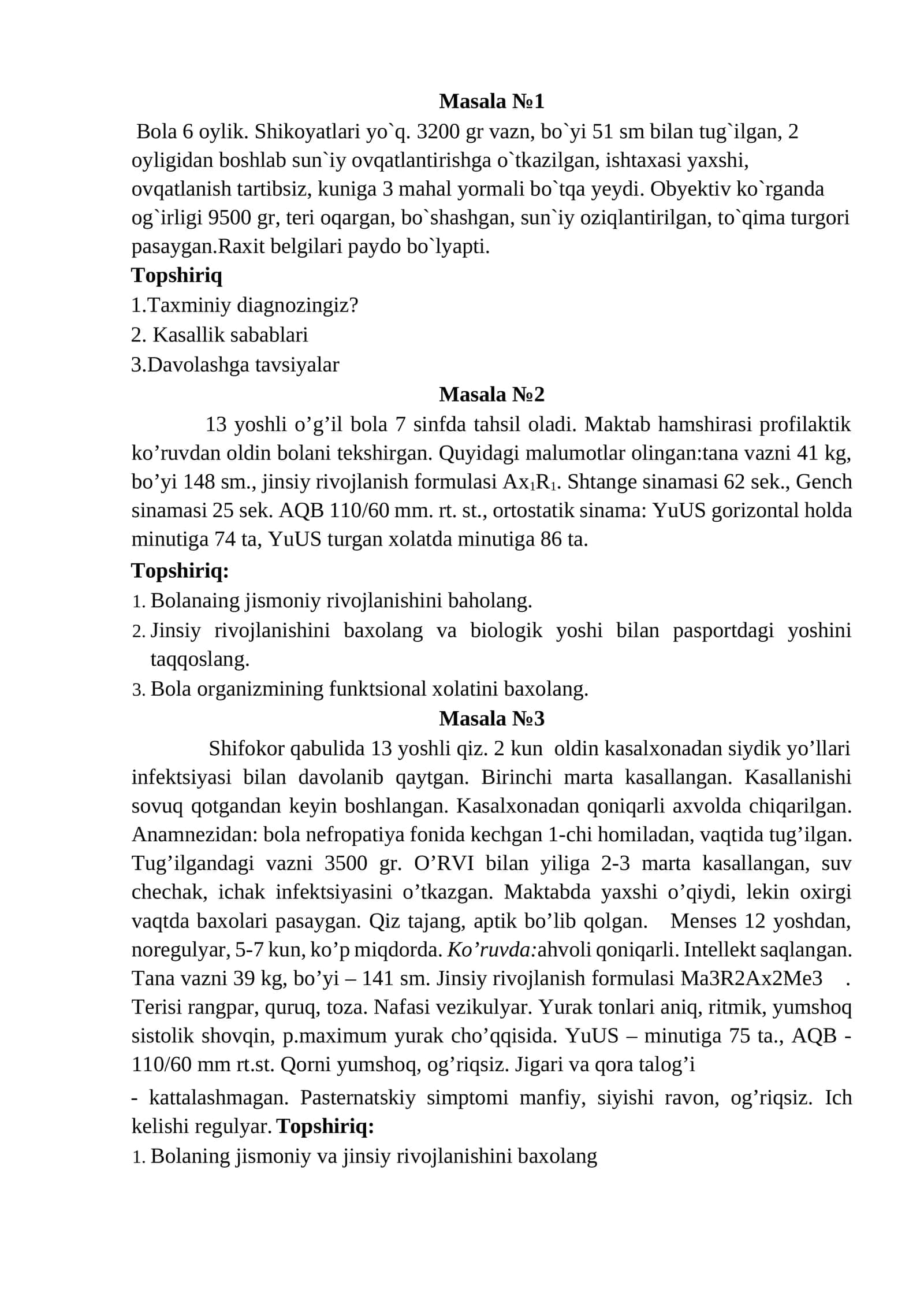 vaziyatli masala tibbiyot 1