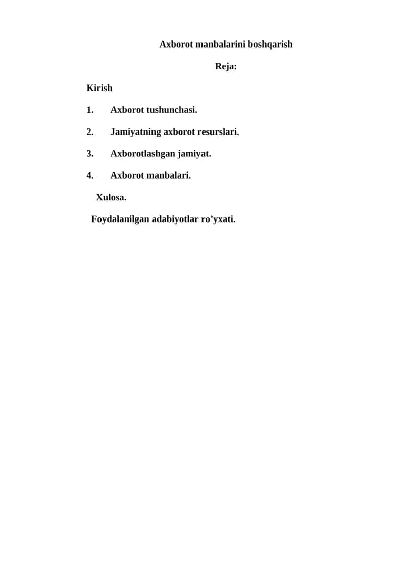 Axborot manbalarini boshqarish 1