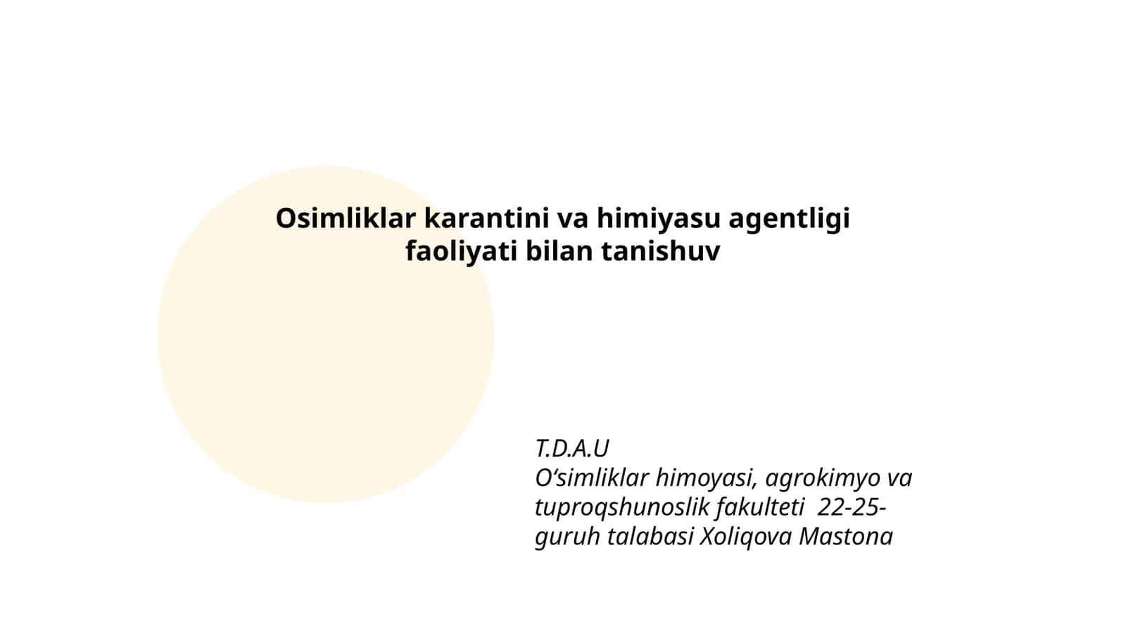 Osimliklar karantini va himiyasu agentligi faoliyati bilan tanishuv 1