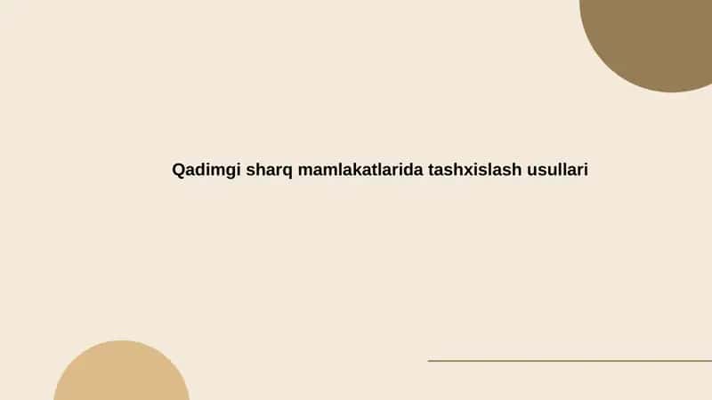 Qadimgi Misrda tashxislash usullari 1