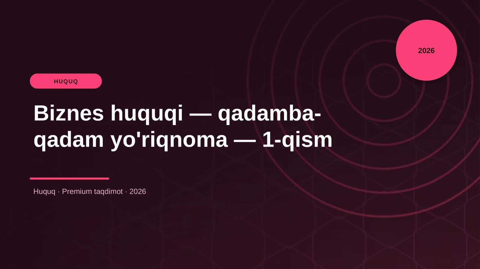 Biznes huquqi — qadamba-qadam yo'riqnoma — 1-qism 1
