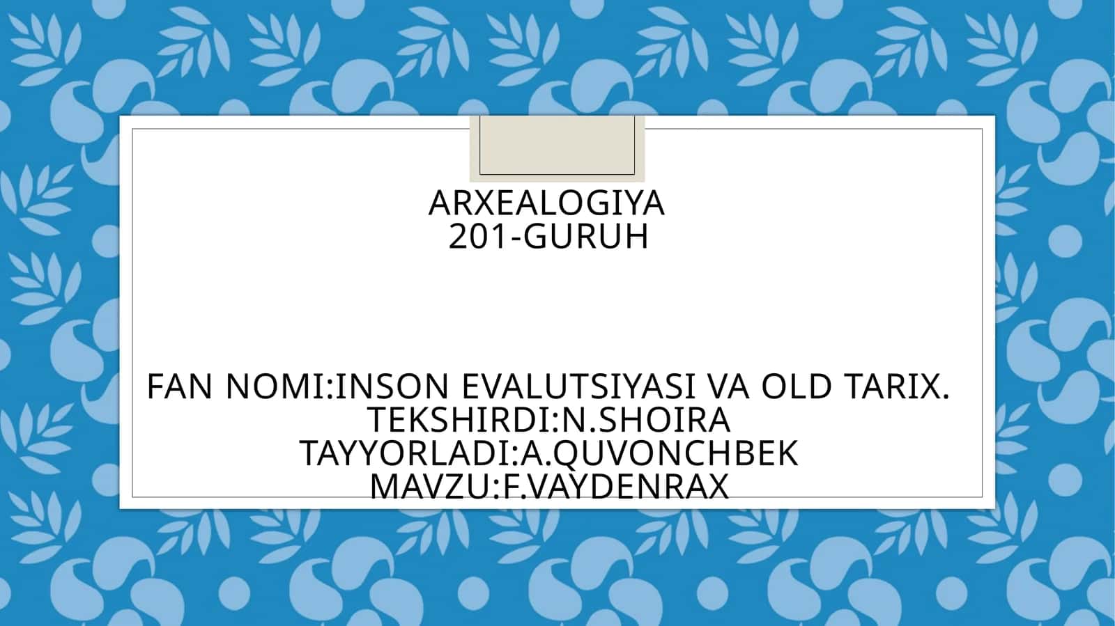 F. VAYDENRAX Biografiyasi 1