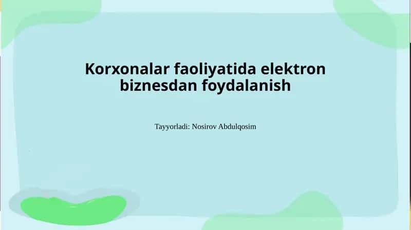 Elektron tijorat va biznes 1