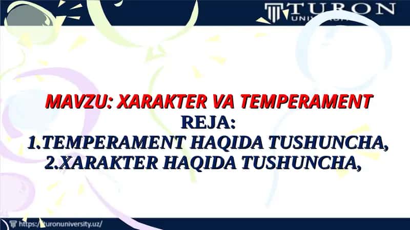 XARAKTER VA TEMPERAMENTREJA 1