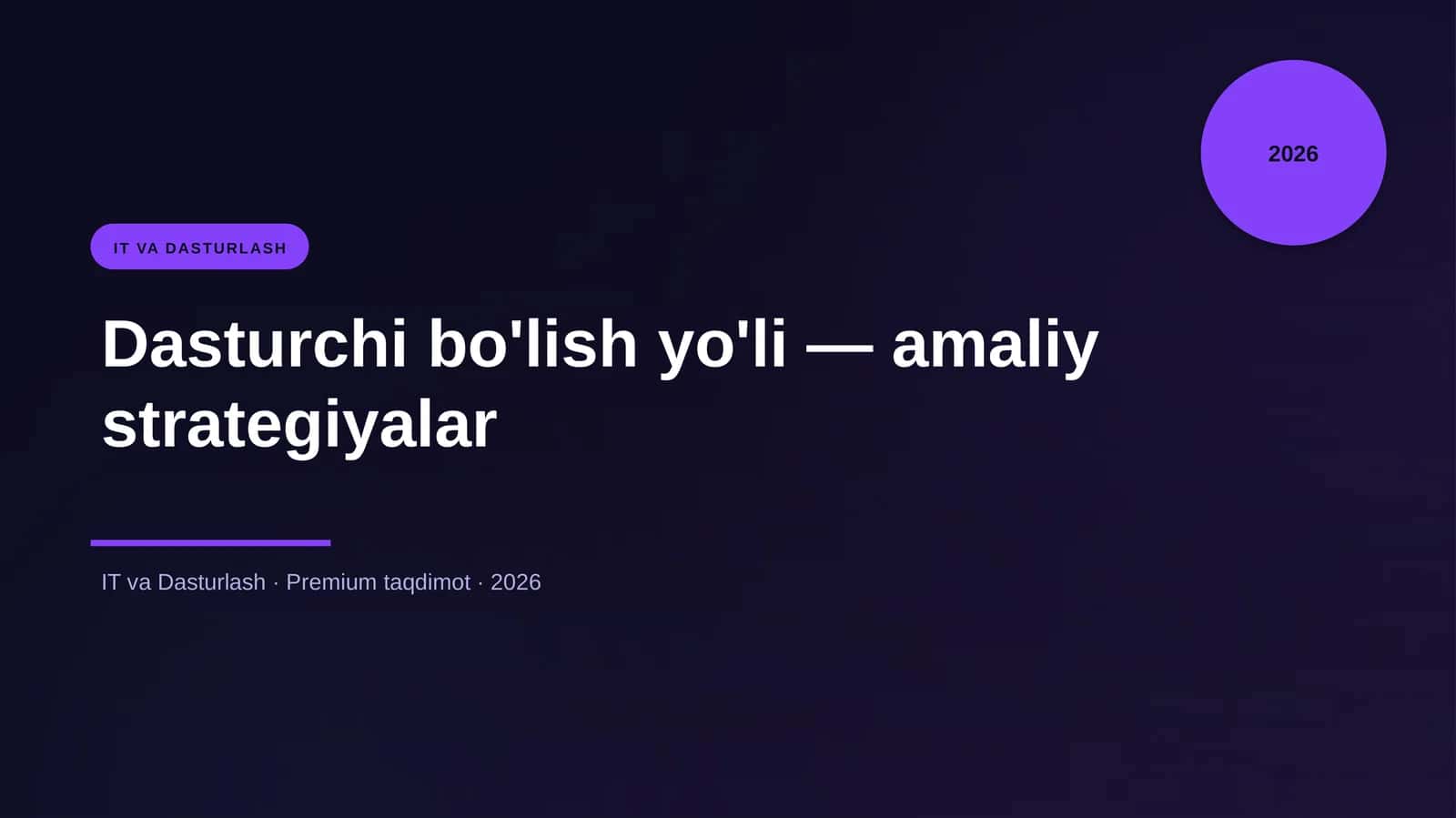Dasturchi bo'lish yo'li — amaliy strategiyalar 1