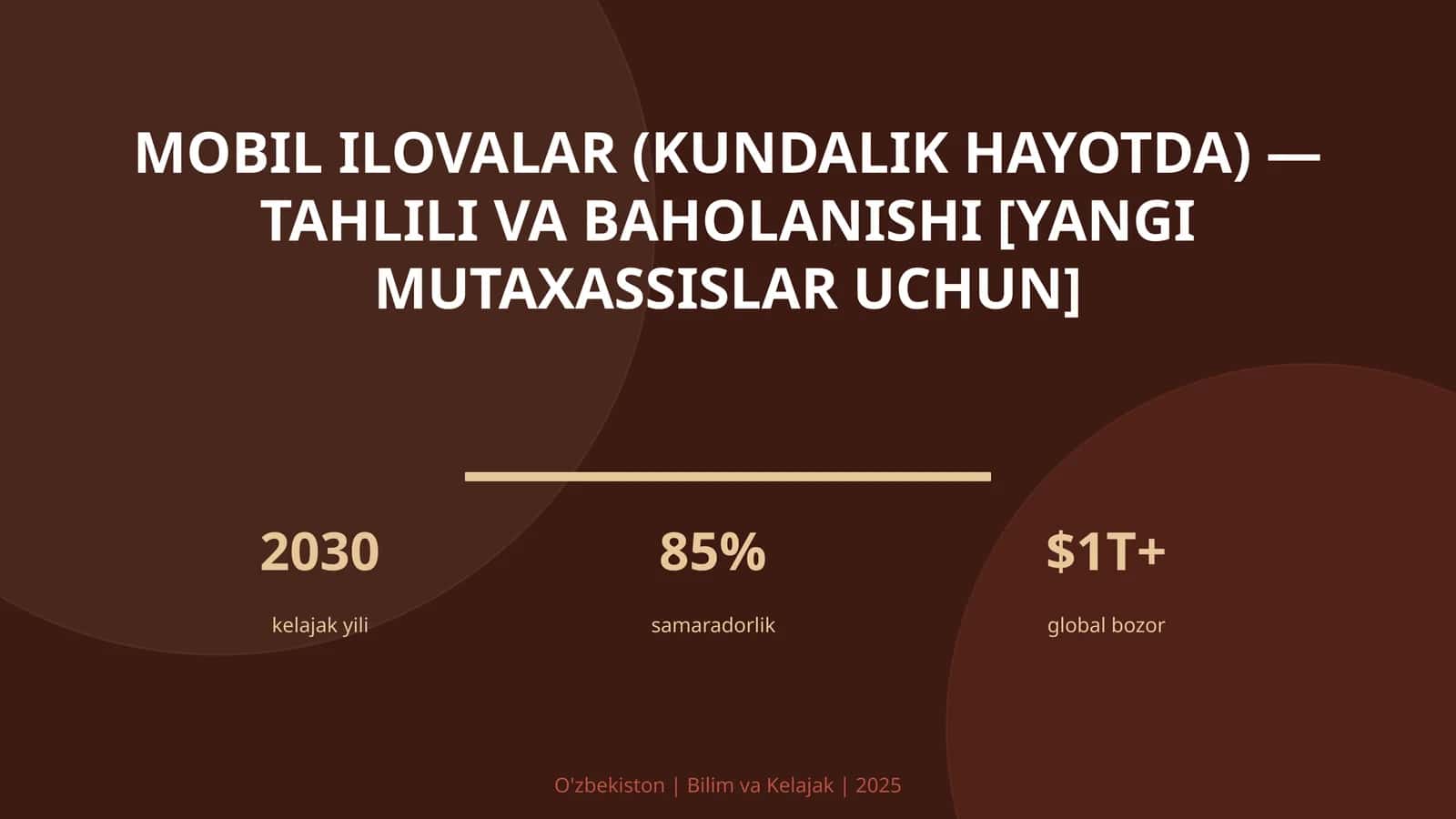 MOBIL ILOVALAR (KUNDALIK HAYOTDA) — TAHLILI VA BAHOLANISHI [YANGI MUTAXASSISLAR UCHUN] 1