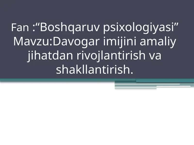 Boshqaruv psixologiyasi 1