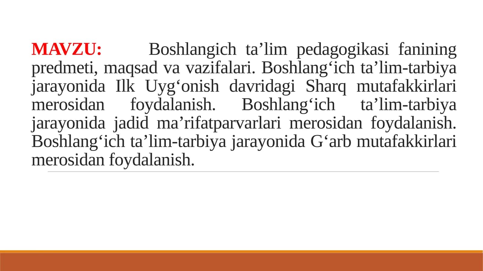 Boshlangich ta’lim-pedagogikasi fanining maqsadi vazifalari va predmeti 1
