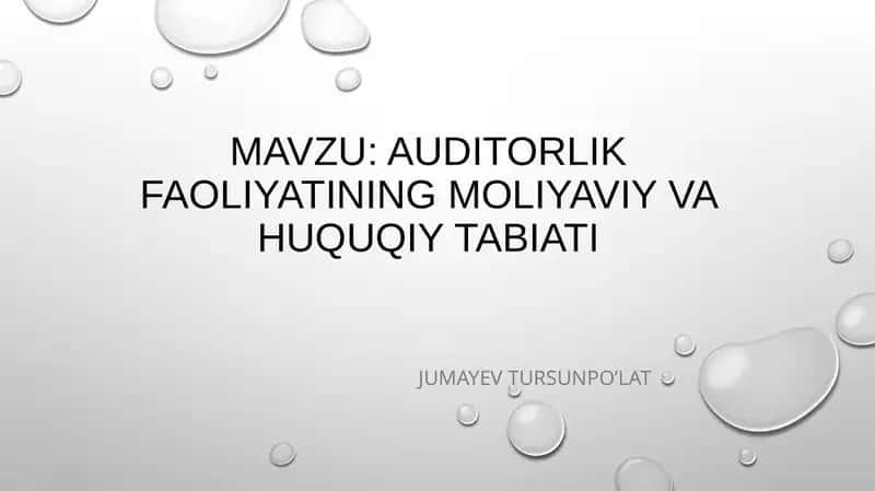 Auditorlik faoliyatining moliyaviy vahuqi tabiati 1