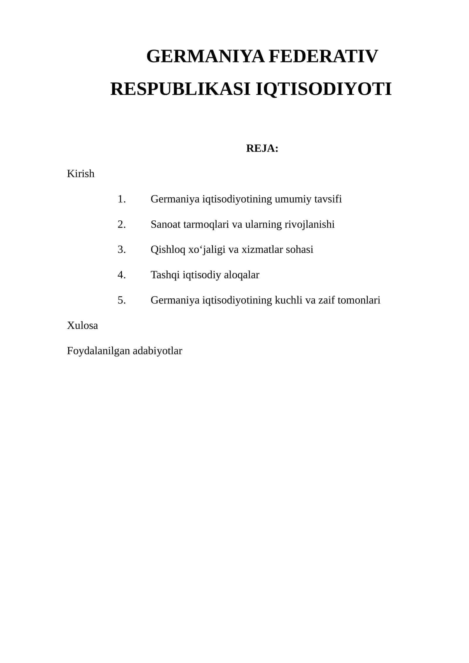 GERMANIYA FEDERATIV RESPUBLIKASI IQTISODIYOTI 1