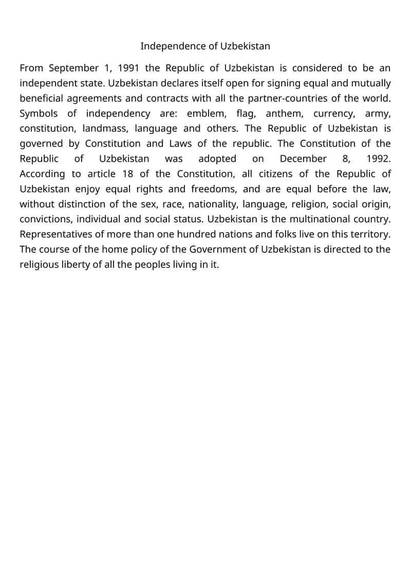 Independence of Uzbekistan 1