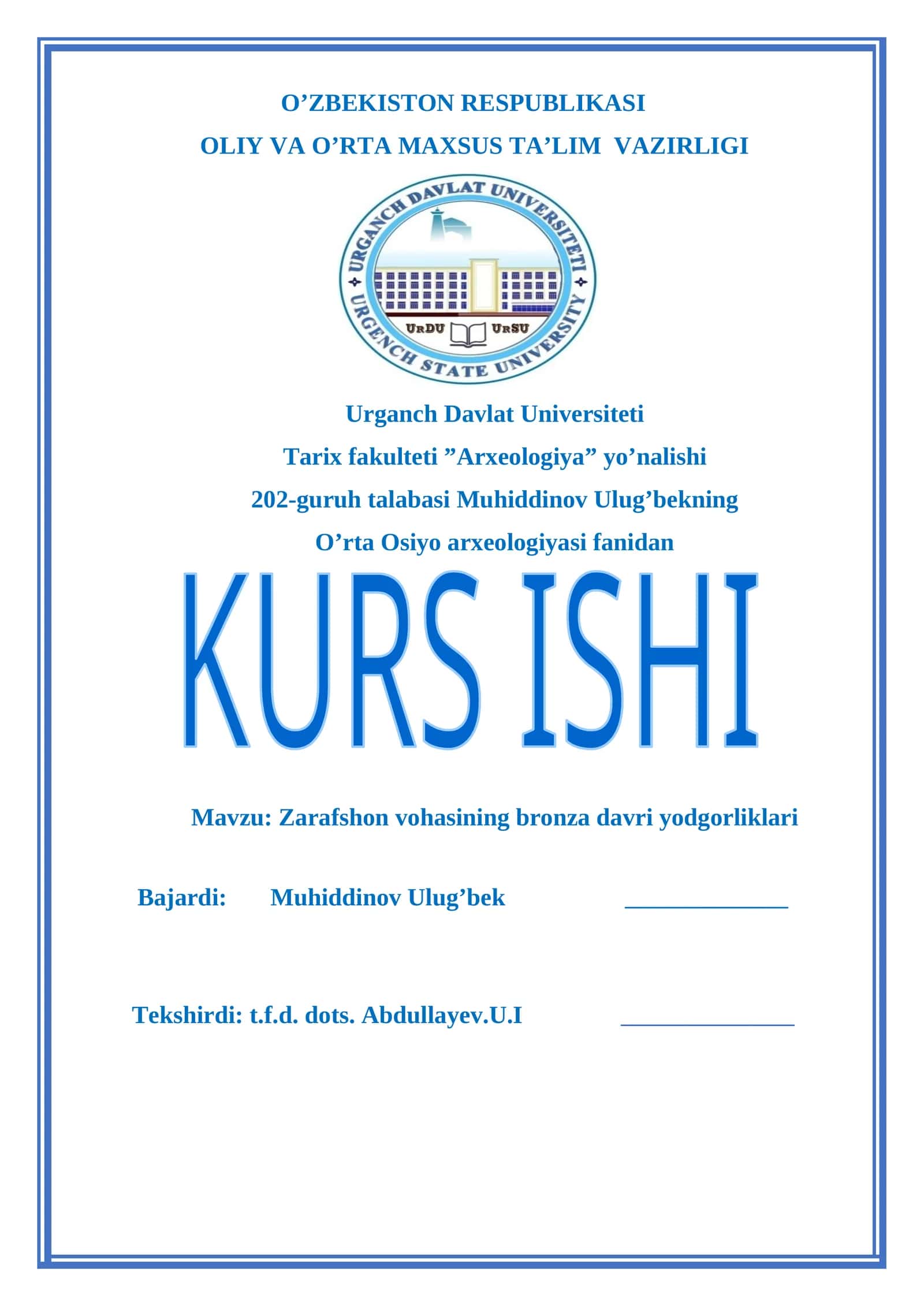 Zarafshon vohasining bronza davri yodgorliklari 1