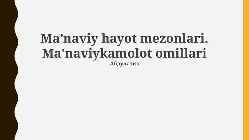Ma’naviy hayot mezonlari 1