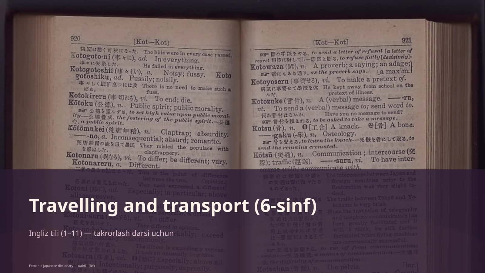 Travelling and transport (6-sinf) 1