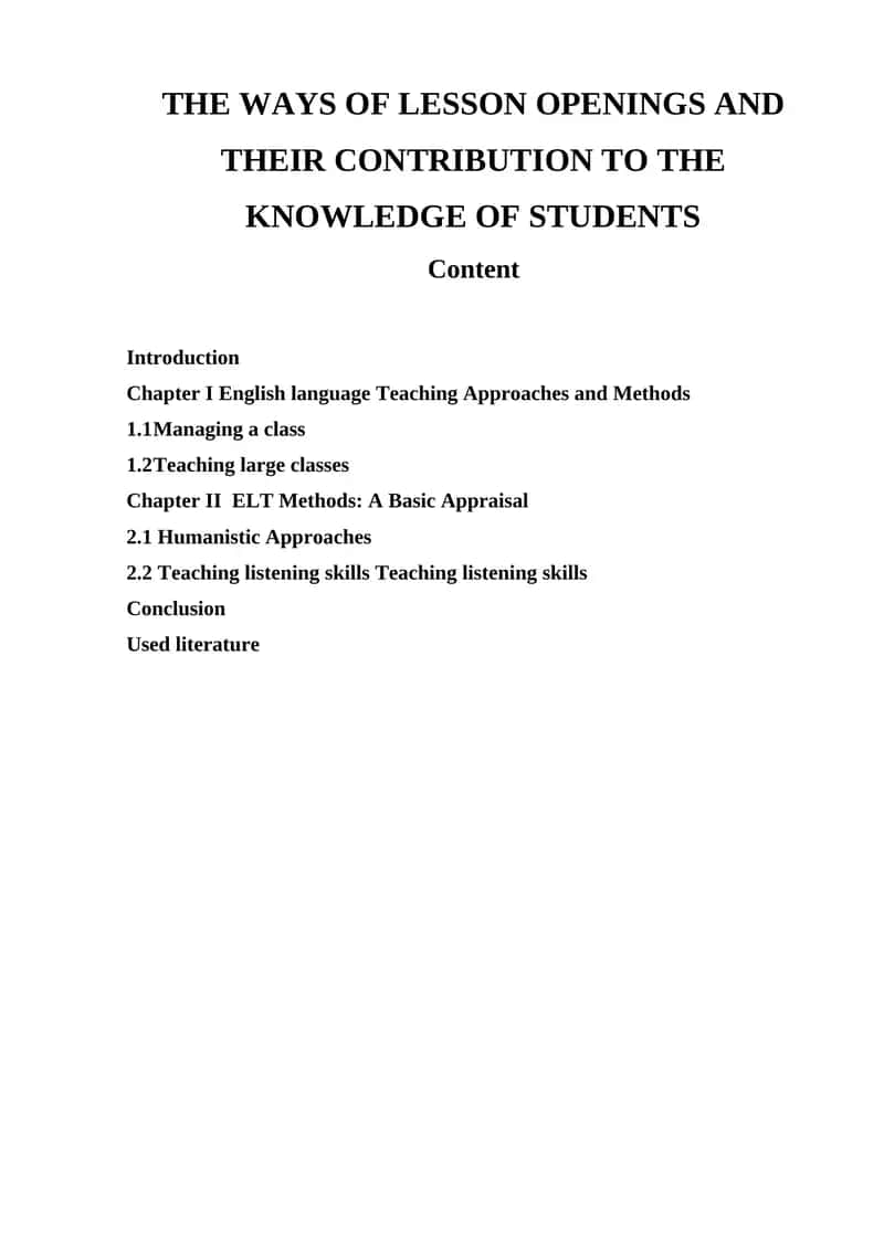 English Language Teaching Methods Course 1
