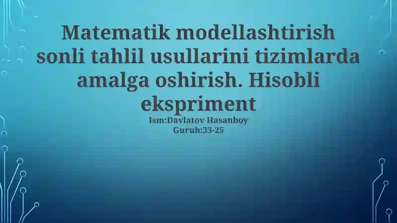 Matematik modellashtirish