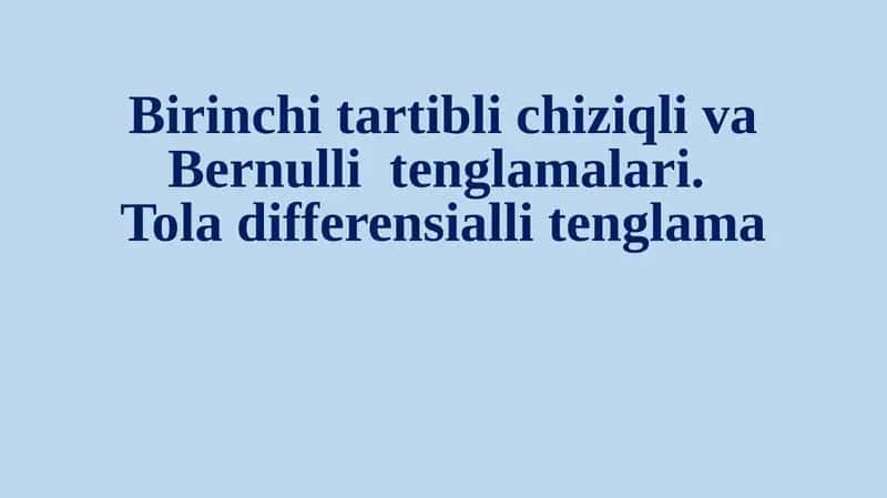 Toladiifferensiallitenglama 1