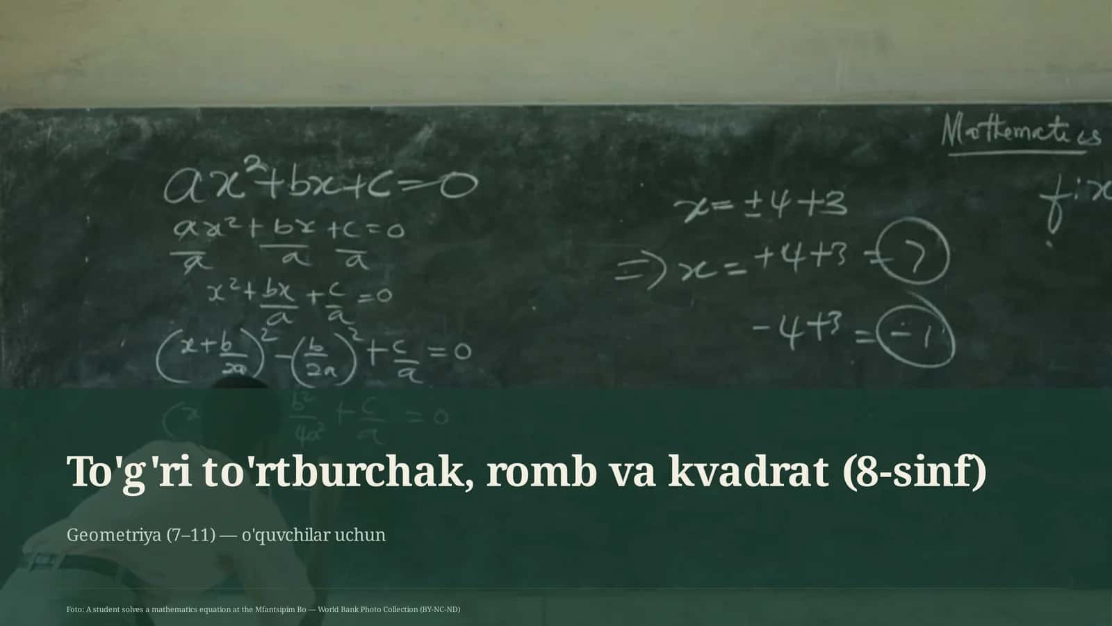 To'g'ri to'rtburchak, romb va kvadrat (8-sinf) 1