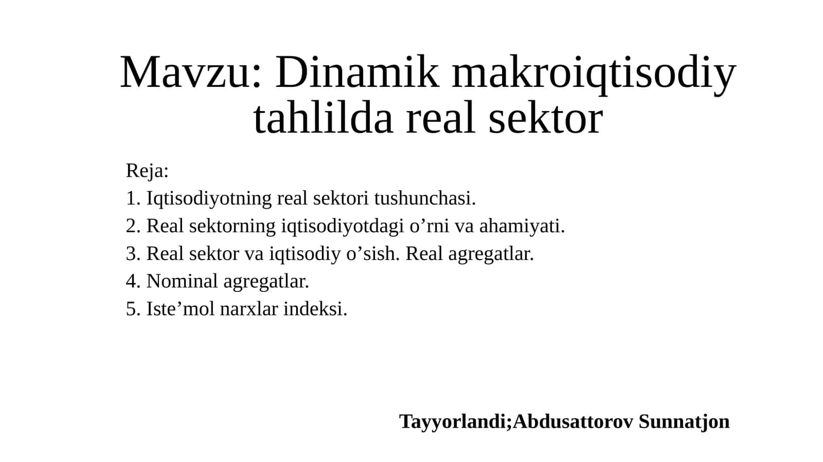 Dinamik makro iqtisodiy tahlil 1