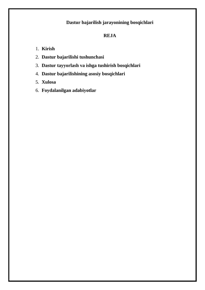 Dastur bajarilish jarayonining bosqichlari 1