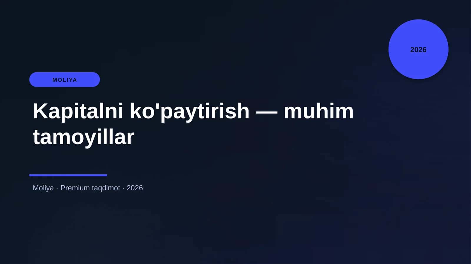 Kapitalni ko'paytirish — muhim tamoyillar 1