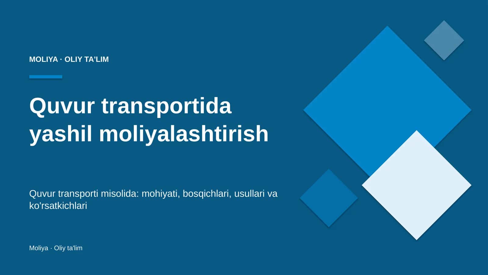 Quvur transportida yashil moliyalashtirish 1