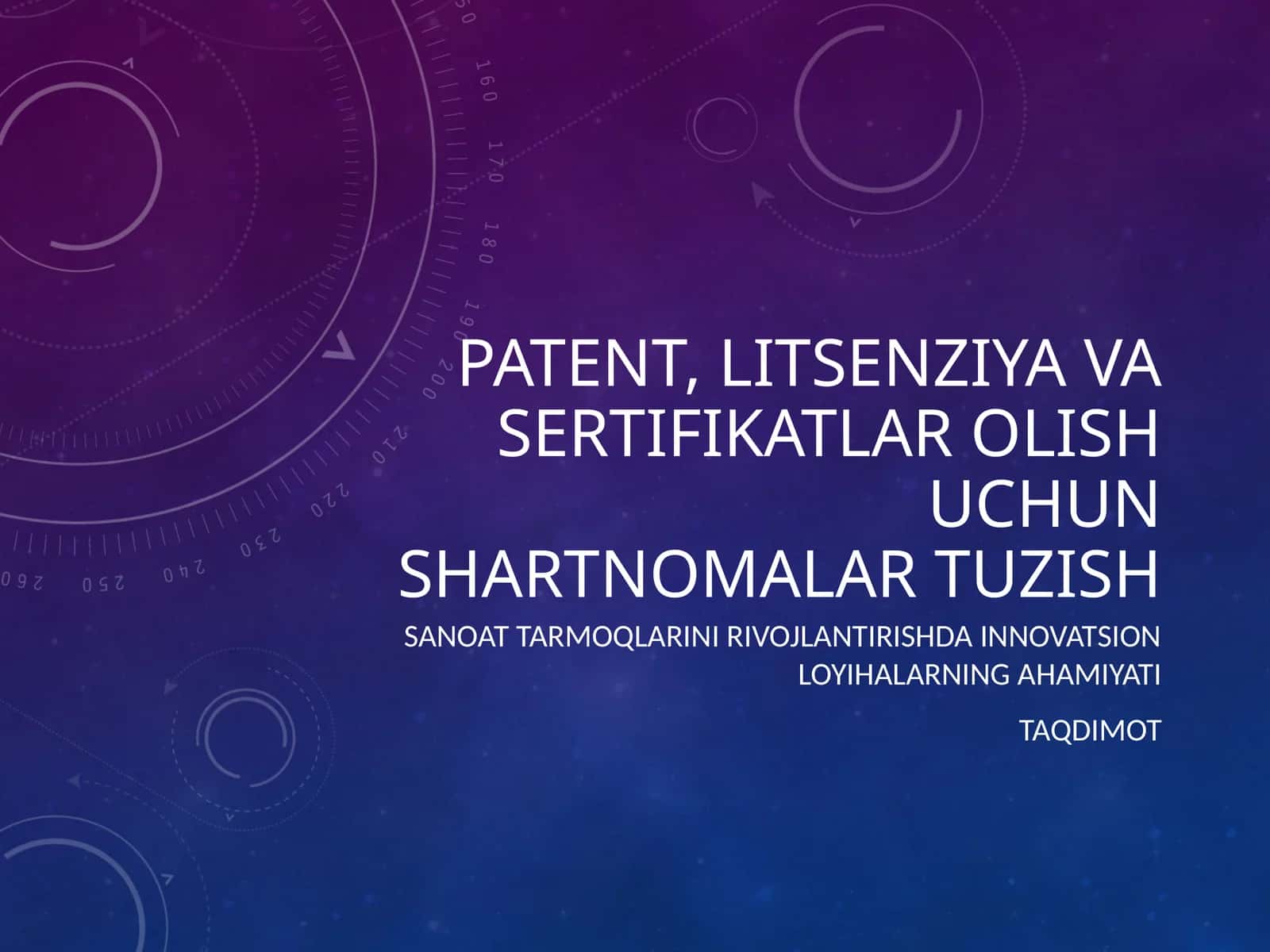 Patent, Litsenziya va Sertifikatlar olish uchun Shartnomalar tuzish 1