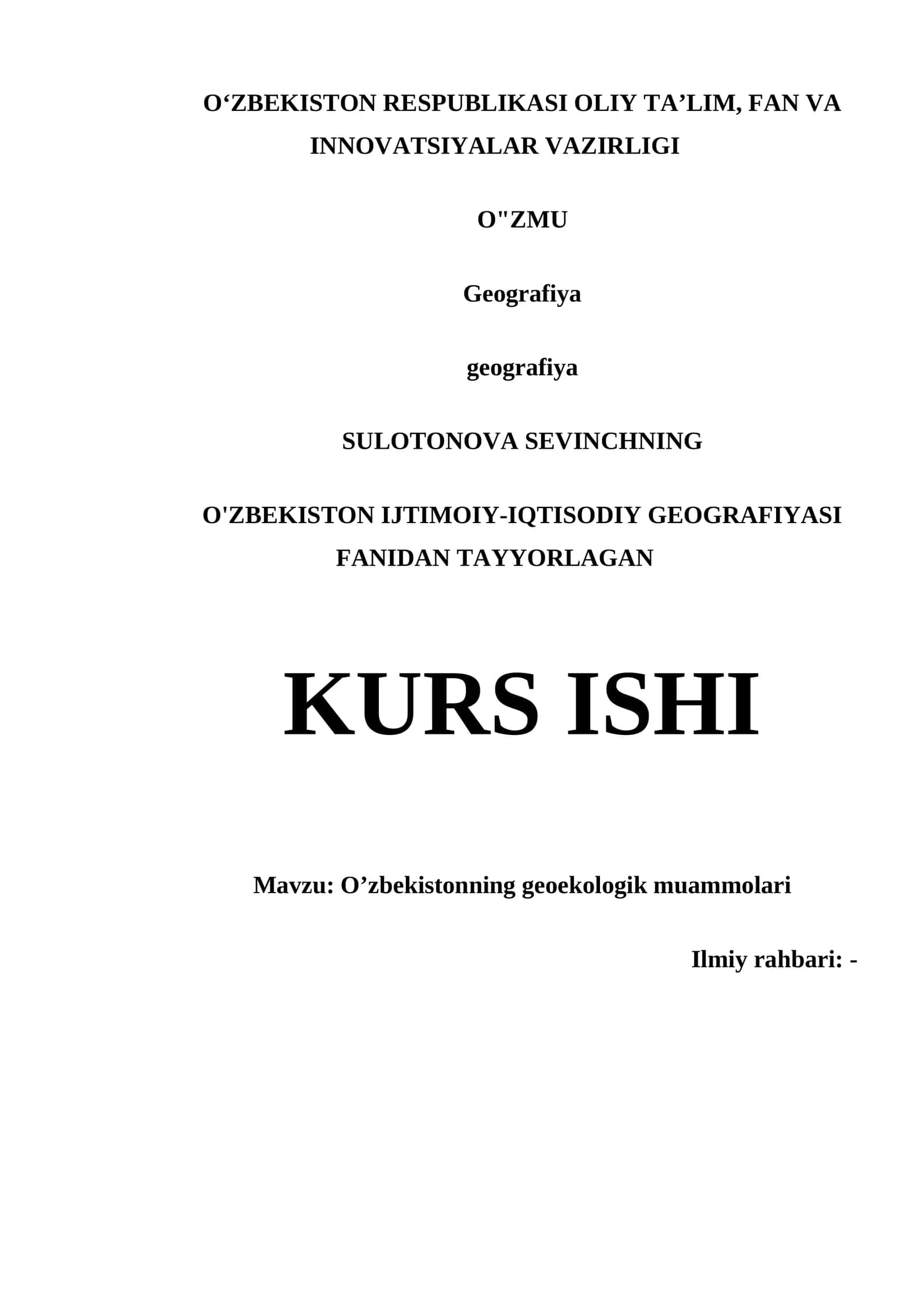 O'zbekiston Ijtimoiy-Iqtisodiy Geografiyasi 1