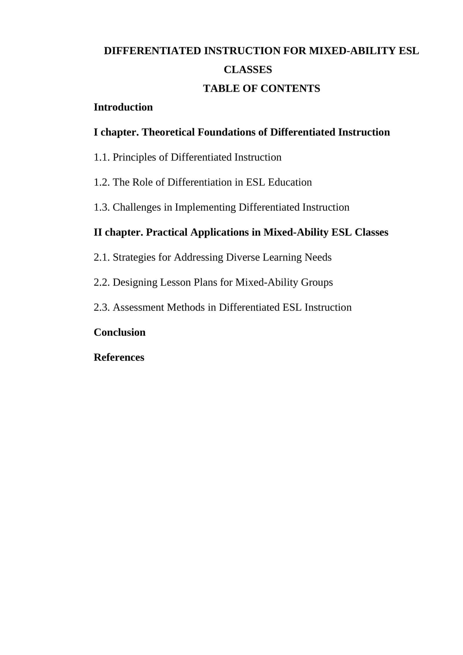 DIFFERENTIATED INSTRUCTION FOR MIXED-ABILITY ESL CLASSES 1