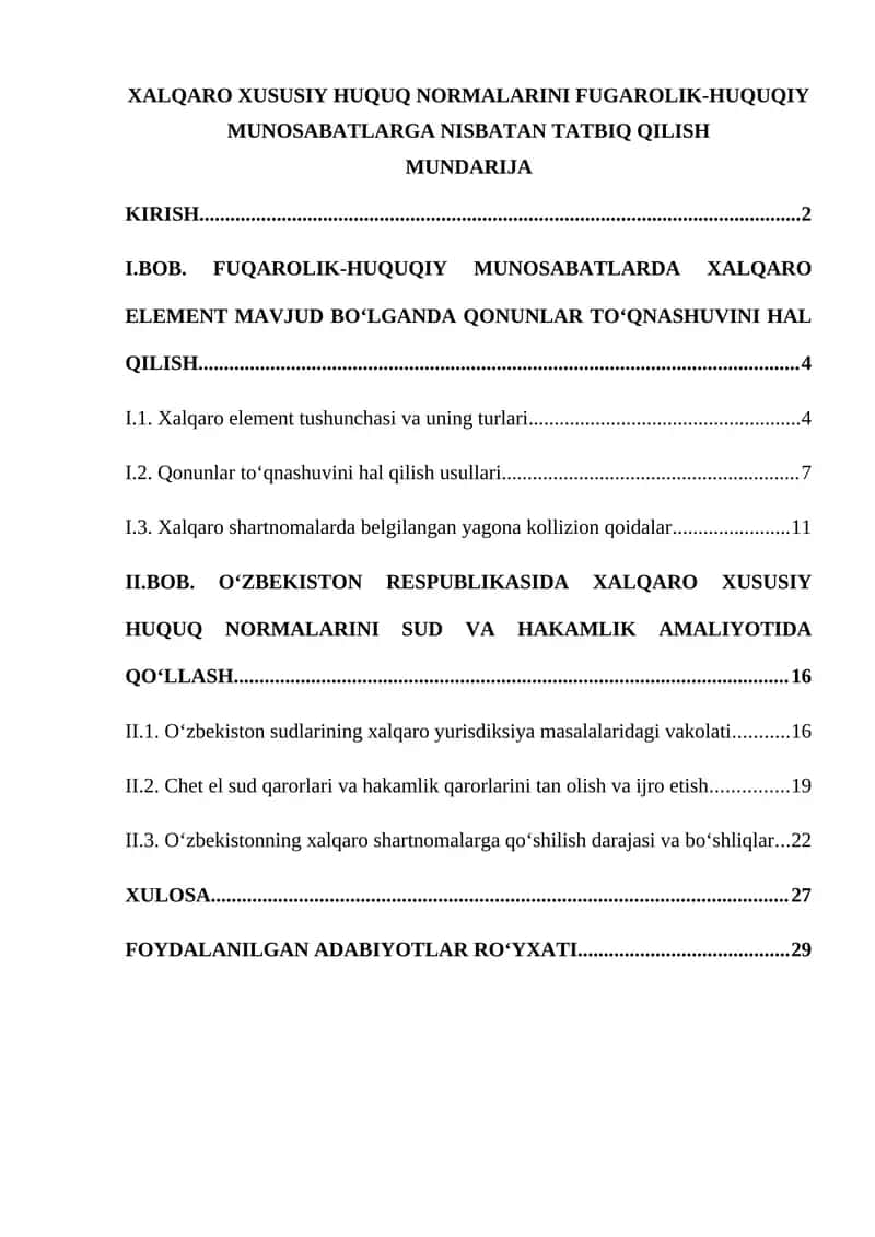 Xalqaro Xususiy Huquq Normalarini Fuqarolik-Huquqiy Munosabatlarga Nisbatan Tatbiq Qilish 1