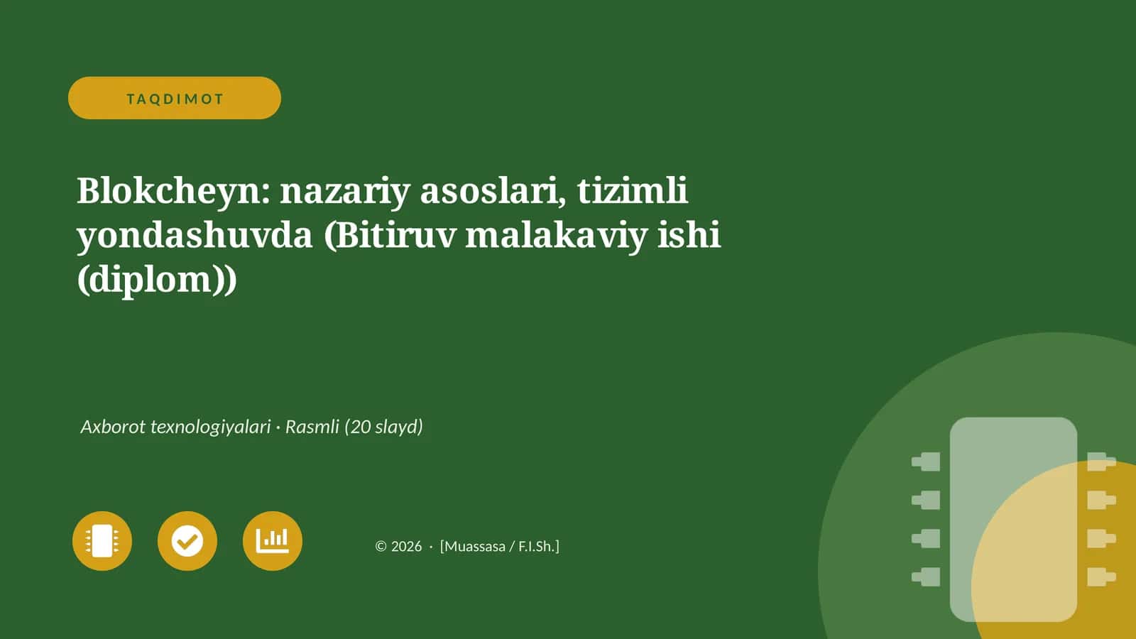 Blokcheyn: nazariy asoslari, tizimli yondashuvda (Bitiruv malakaviy ishi (diplom)) 1