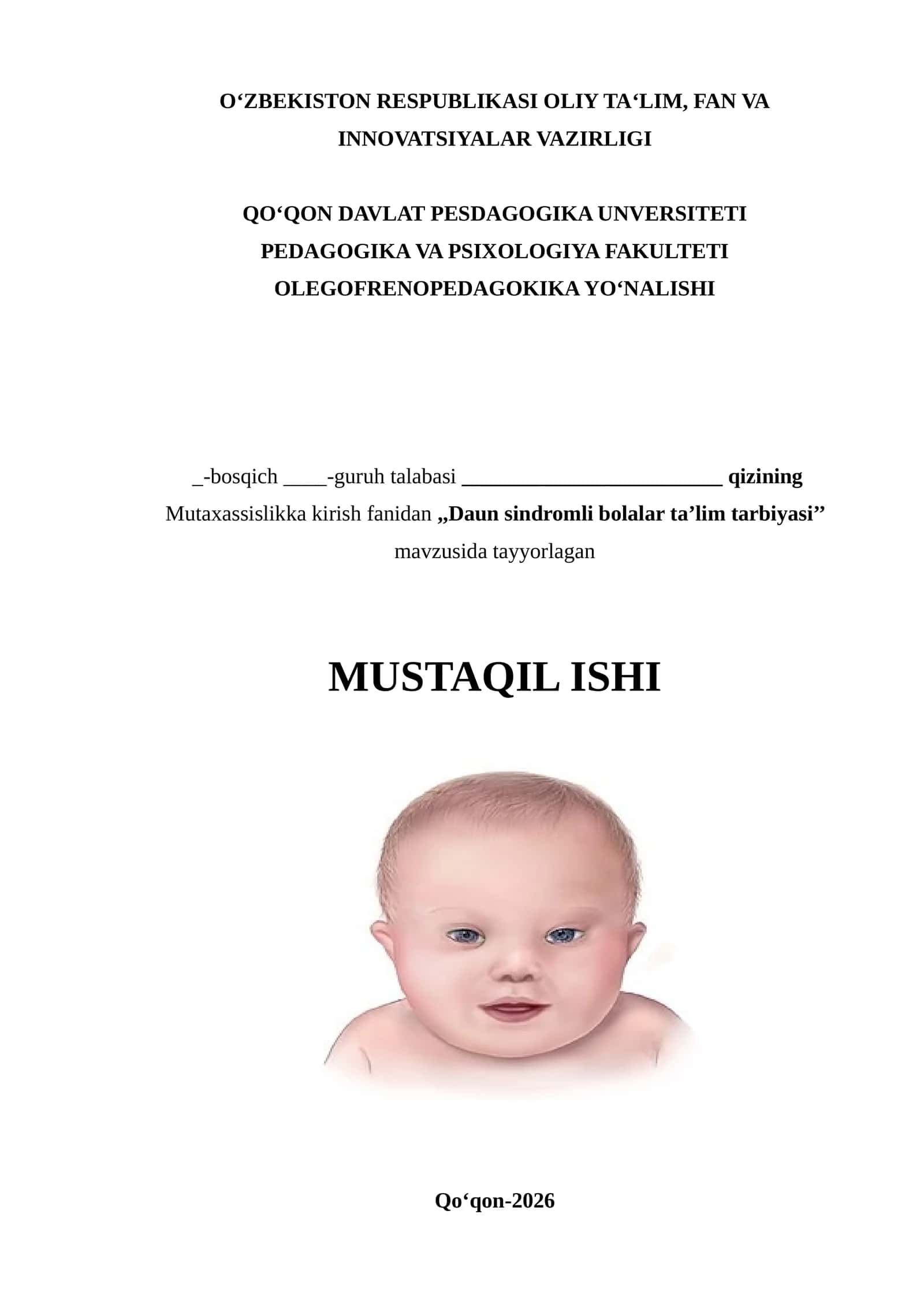 Daun sindromli bolalar taʼlim tarbiyasi 1