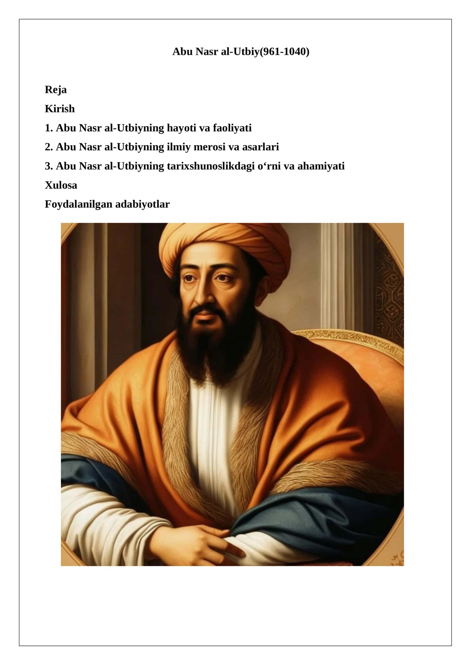 Abu Nasr al-Utbiyning hayoti va faoliyati 1