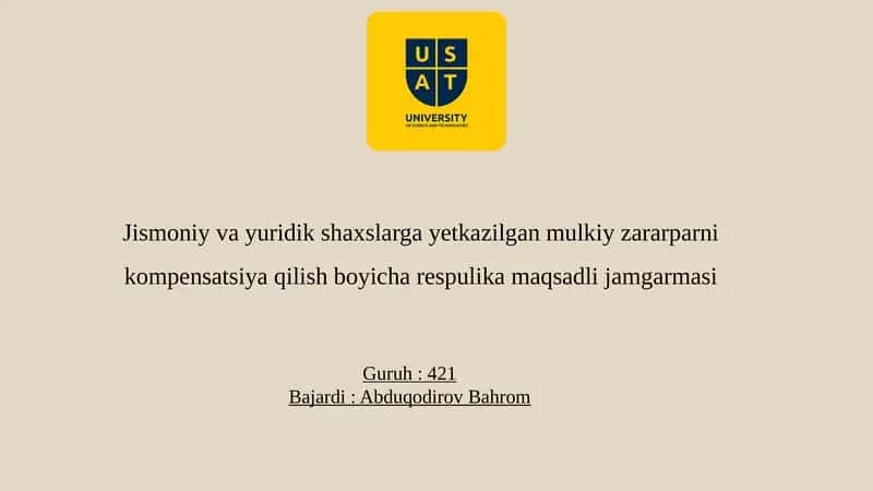 Jismoniy va yuridik shaxslar uchun maqsadli jamg'arma 1