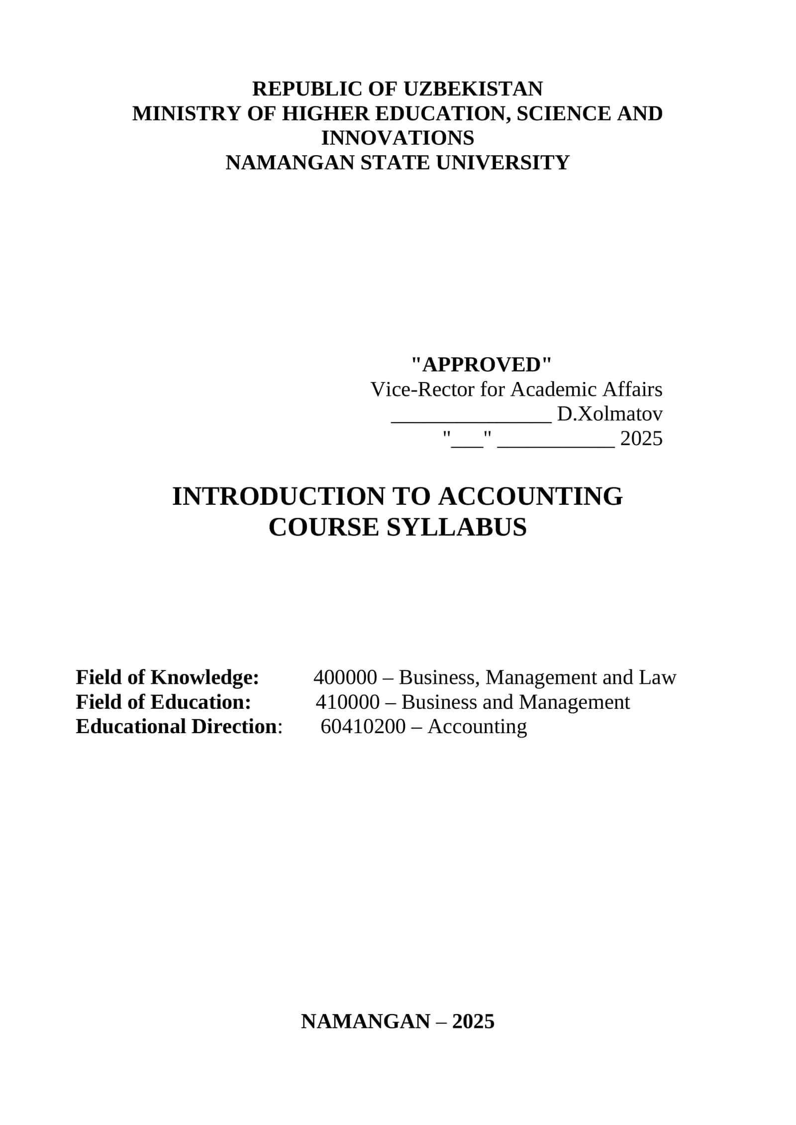 Introduction to Accounting 1