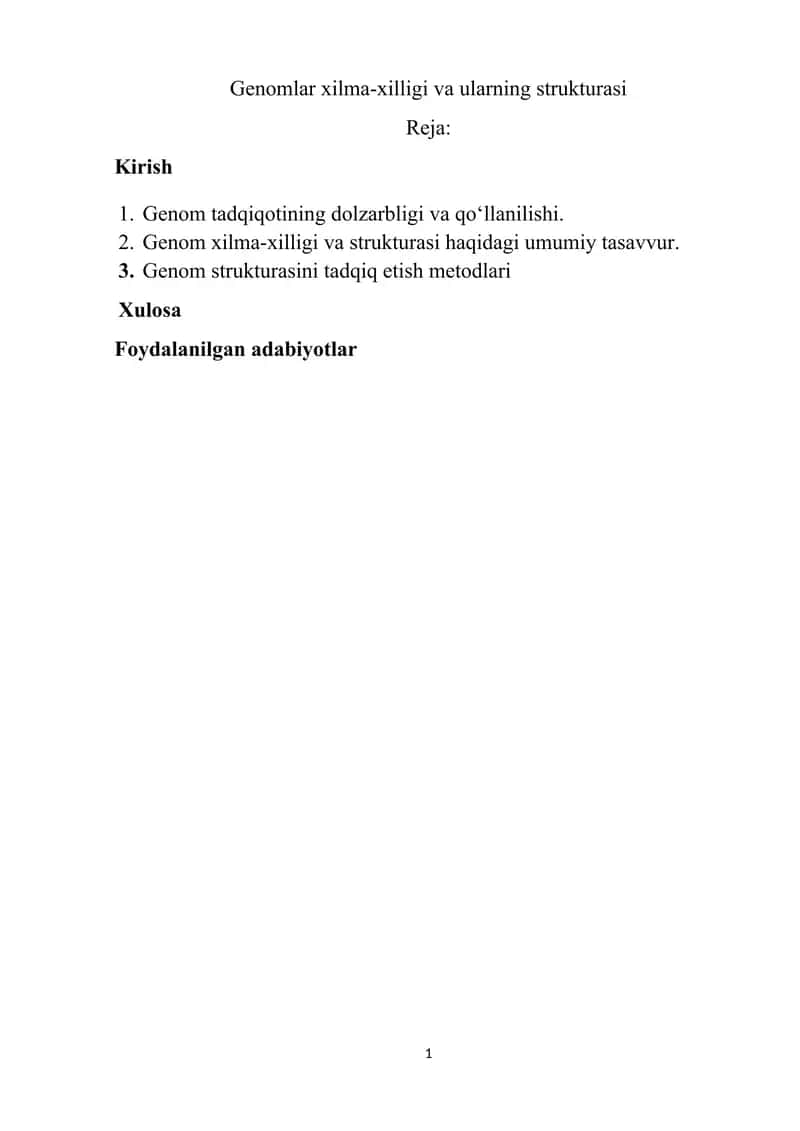 Genomlar xilma-xilligi va ularning strukturasi 1