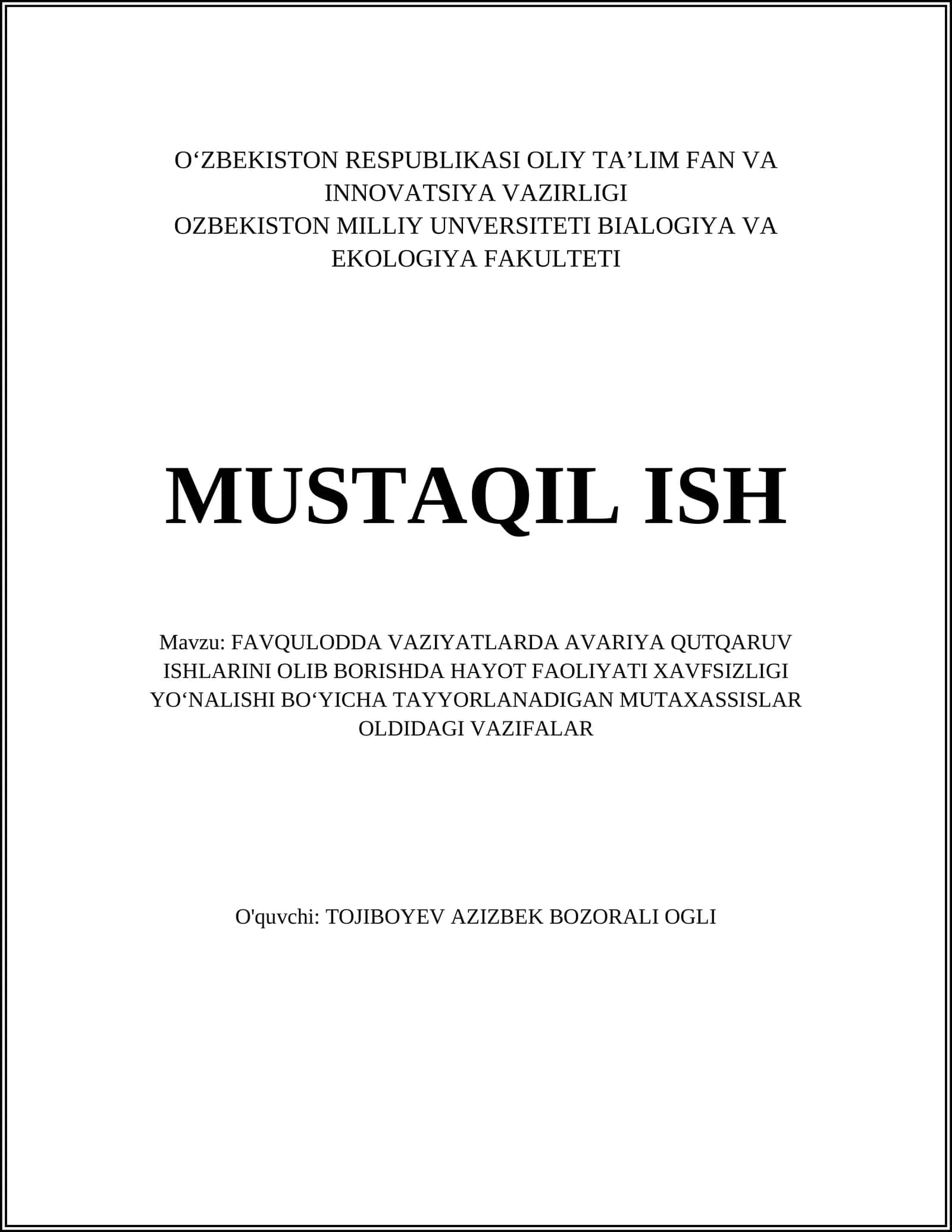 Favqulodda vaziyatlarda avariya-qutqaruv ishlari 1