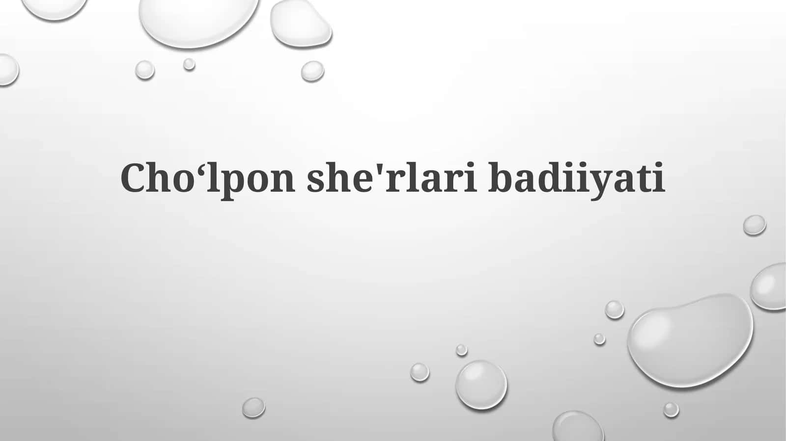 Choʻlponshe'rlaribadiiyati 1