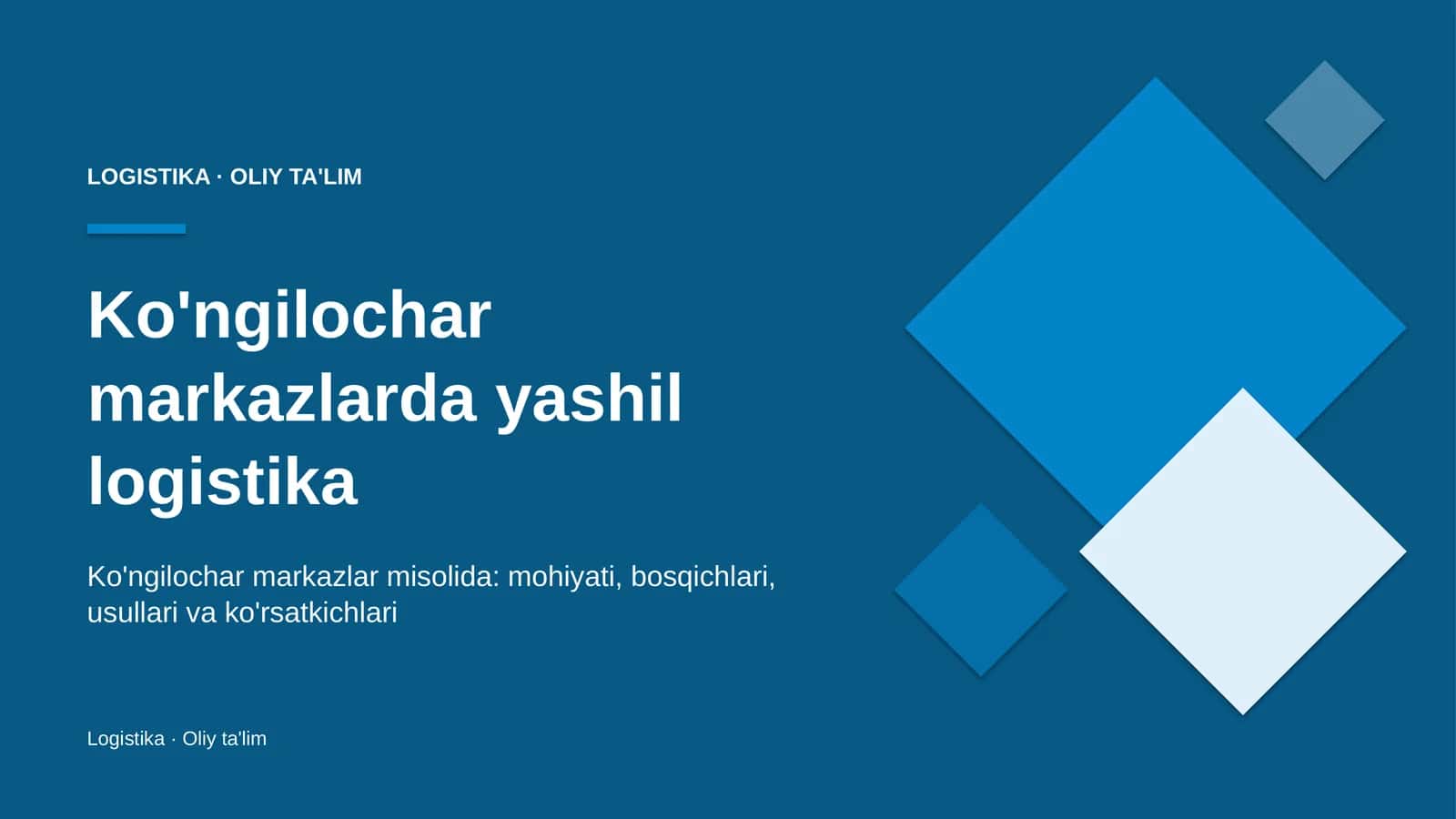 Ko'ngilochar markazlarda yashil logistika 1