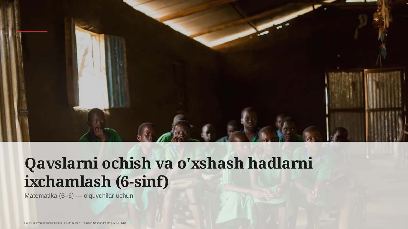 Qavslarni ochish va o'xshash hadlarni ixchamlash (6-sinf) 1