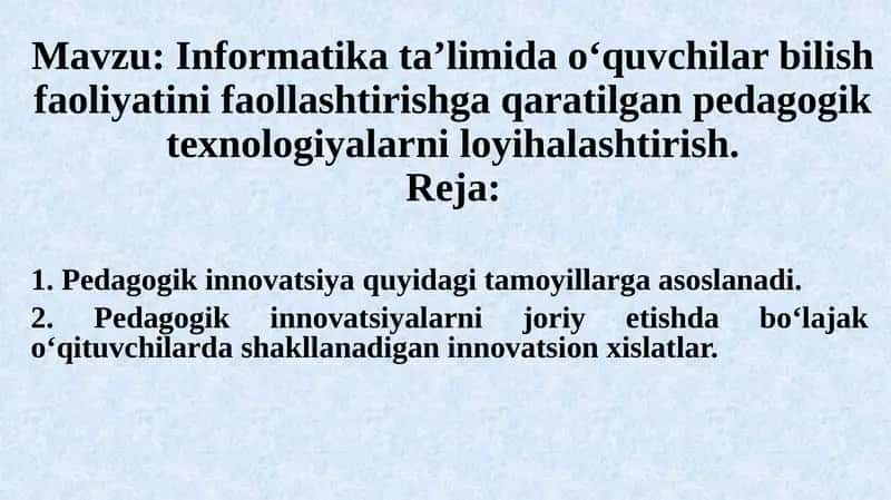 Pedagogika va innovatsiya 1