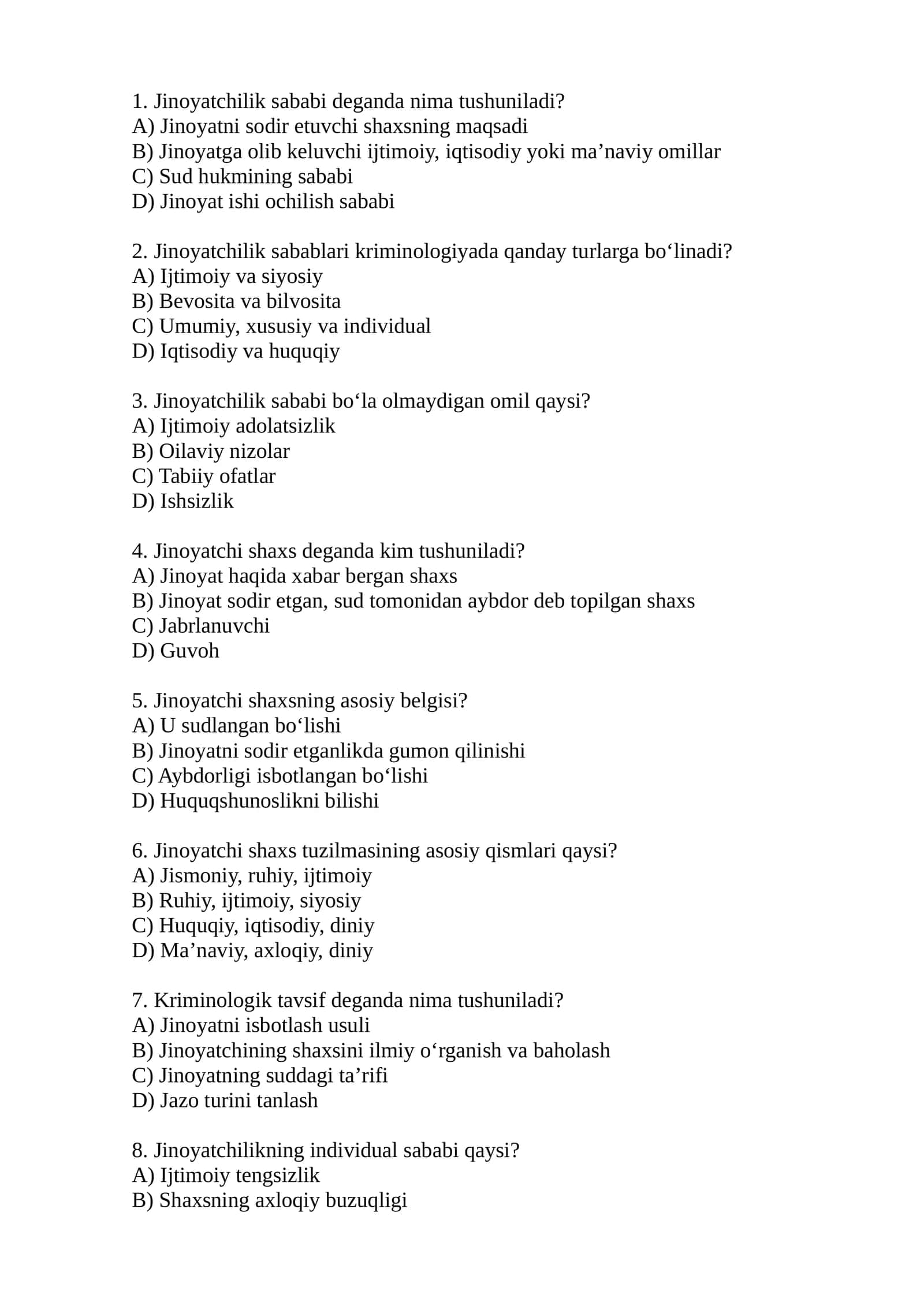 Jinoyatchilik sababi 1