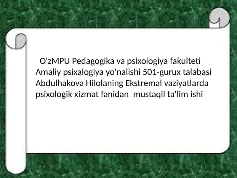 Favqulotdavaziyatda ahvolining xatti xarakati 1