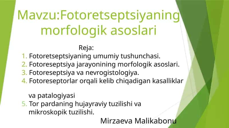 Fotoretseptsiyaning morfologikasoslari 1