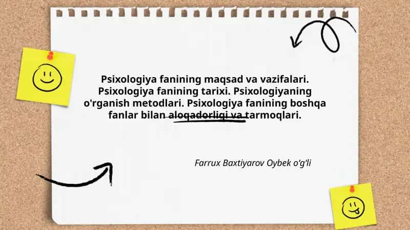 Psixologiya fanining maqsad va vazifalari 1