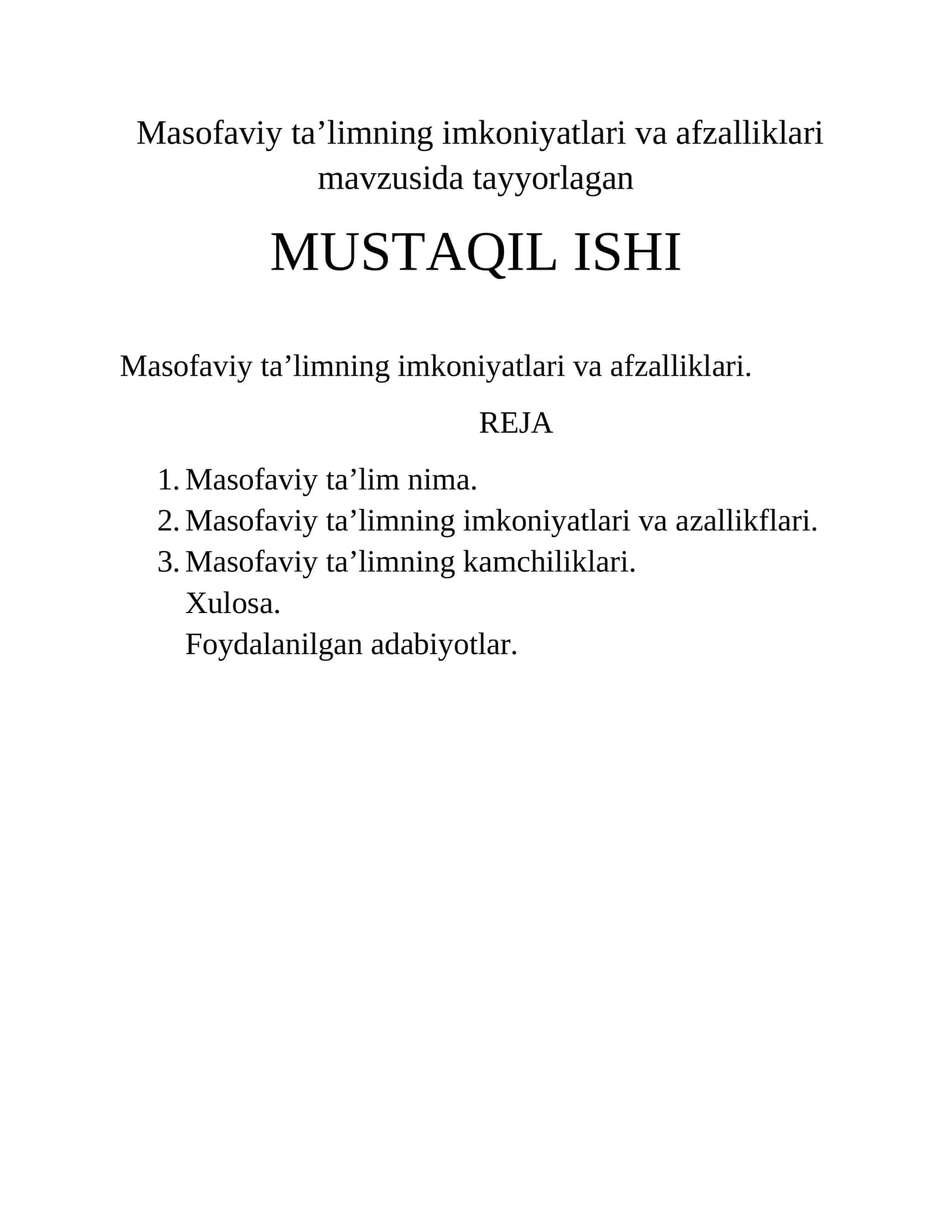 Masofaviy ta'limning imkoniyatlari va afzalliklari 1